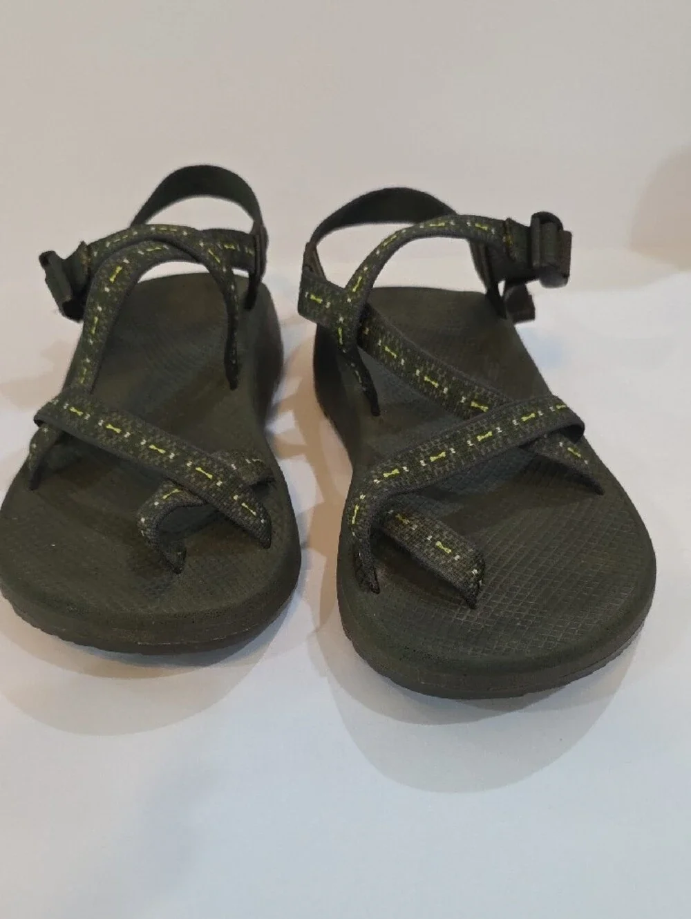 Chaco Men's Sport Sandals in Olive Green with Yellow Accent Size 12